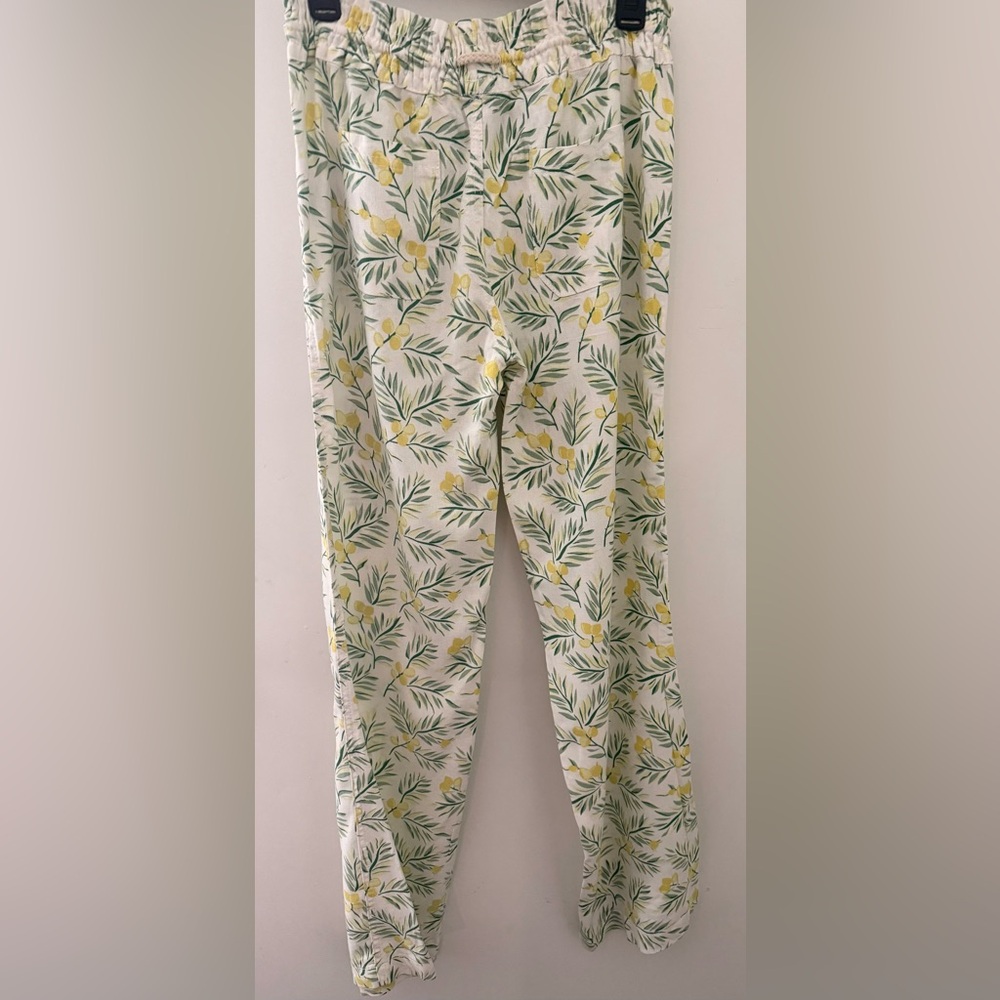 Floral Elastic-Waist Straight Leg Pants in Cream and Yellow - Picture 5 of 7